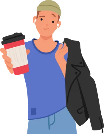Man showing coffee cup  イラスト