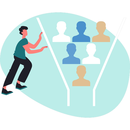 Man showing company employees  Illustration