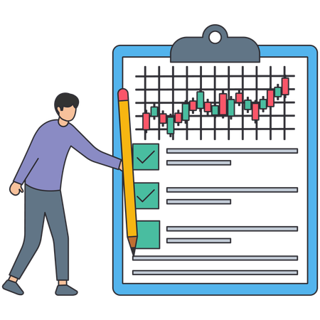 Man showing Company Statements  Illustration