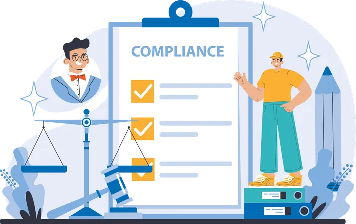 Man showing compliance document  Illustration