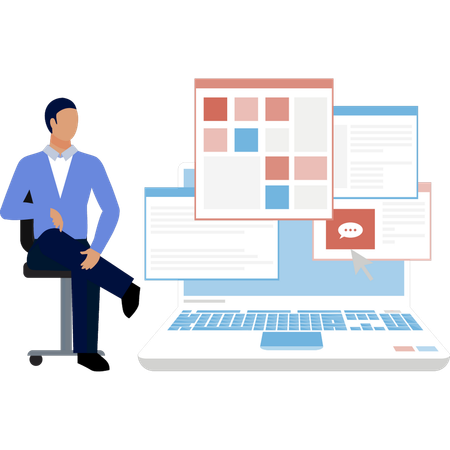 Man showing computer web address  Illustration