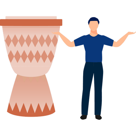 Man showing conga drum  Illustration