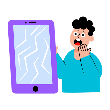 Man showing cracked mobile  Illustration