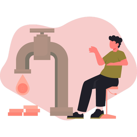 Man showing crypto faucet  Illustration