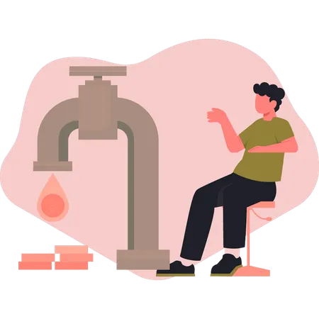 Man showing crypto faucet  Illustration