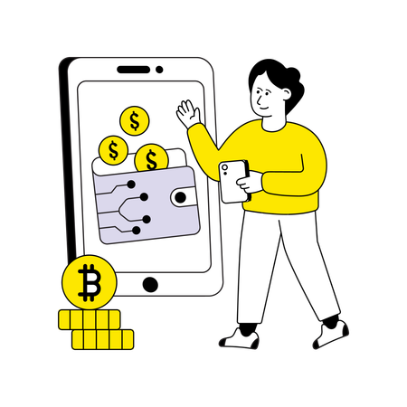 Man showing Cryptocurrency Wallet  Illustration