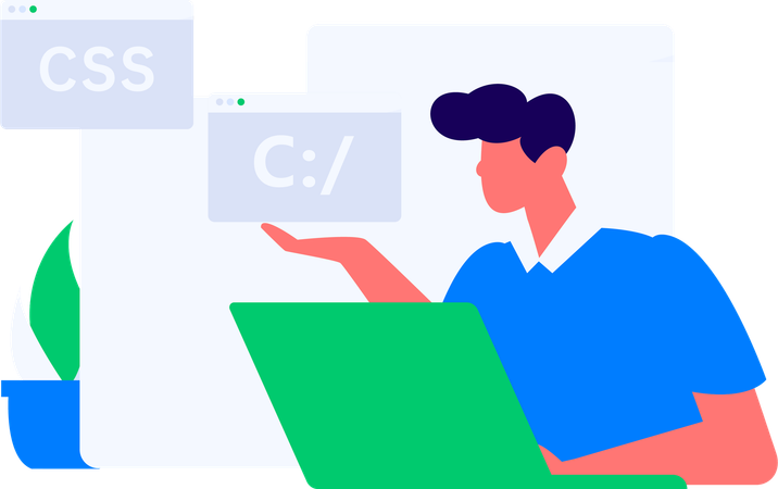 Man showing css code  Illustration