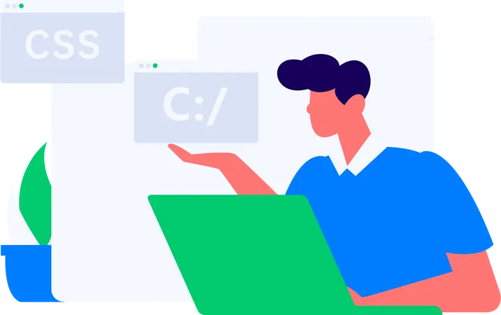 Man showing css code  Illustration