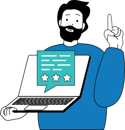 Man showing customer review  Illustration
