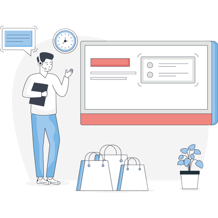 Man Showing Customer Services  Illustration