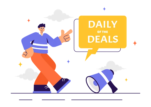 Man showing daily deal promotion  Illustration