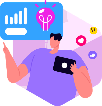 Man Showing Daily Workflow On Social Platform  Illustration