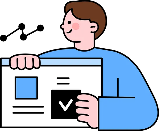 Man showing data analysis  Illustration