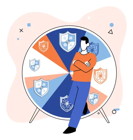 Man showing data protection  Illustration
