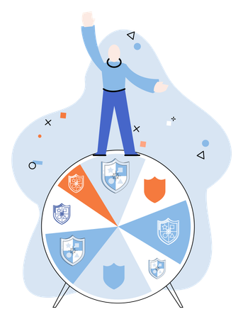 Man showing data protection  Illustration