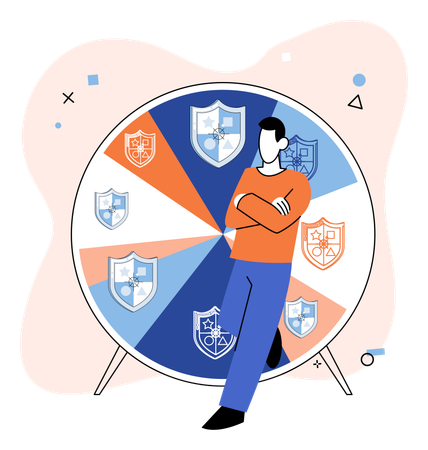 Man showing data protection  Illustration