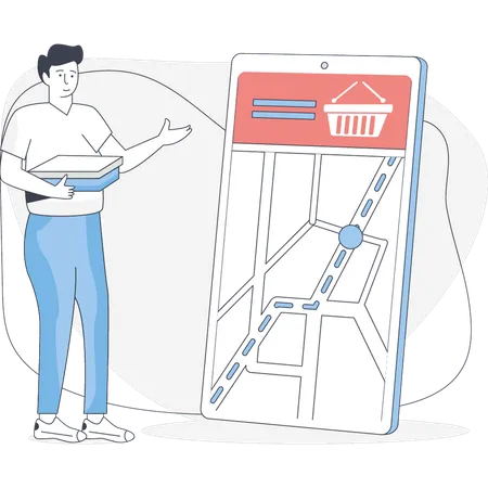 Man showing delivery location  Illustration