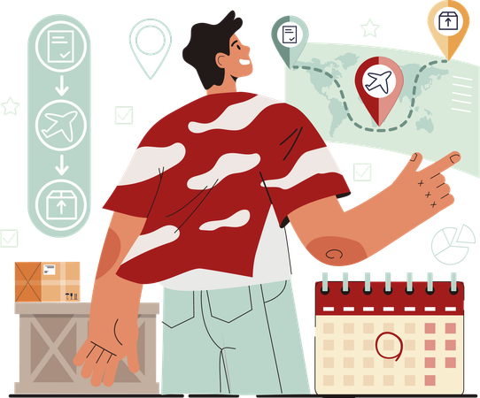 Man showing delivery schedule  Ilustração