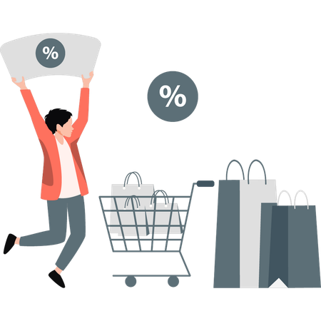 Man showing discount offer  Illustration