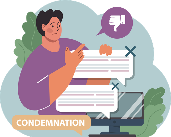 Man showing dislike comment  Illustration