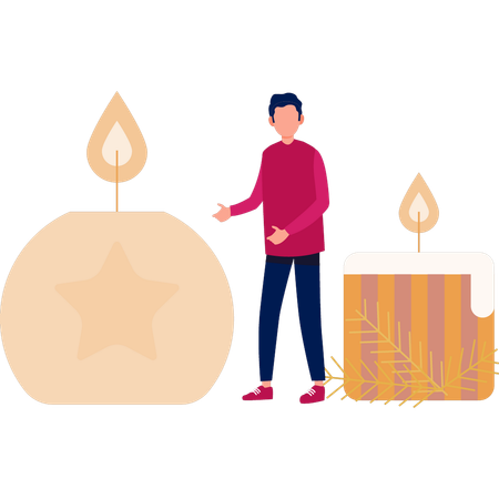 Man showing diwali candle  Illustration