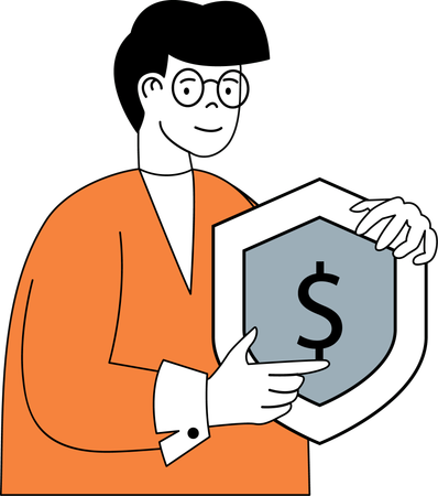 Man showing dollar shield  Illustration