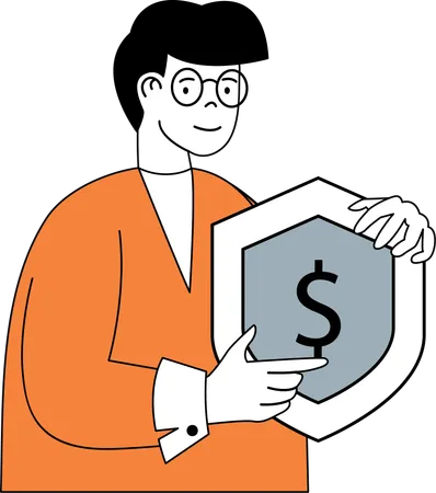 Man showing dollar shield  Illustration