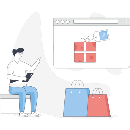 Man  showing e-commerce shopping  Illustration