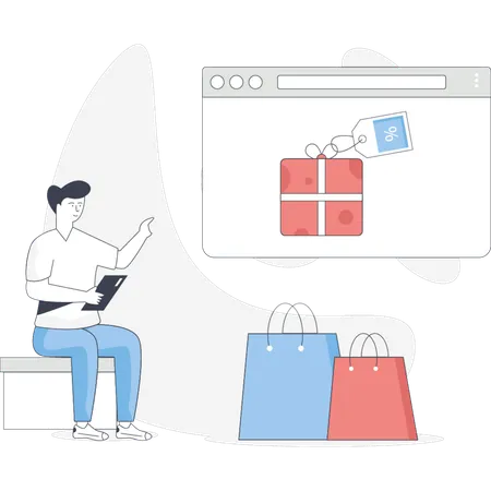 Man  showing e-commerce shopping  Illustration