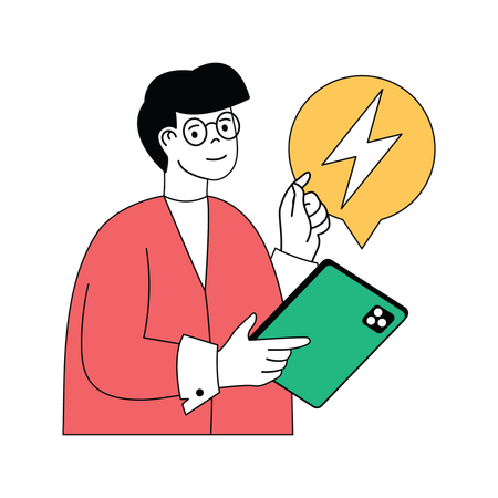 Man showing electric power  Illustration