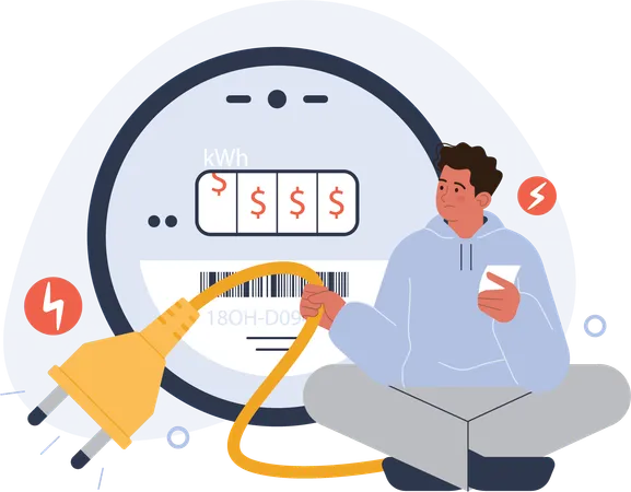 Man  showing electricity bill  Illustration