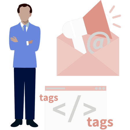 Man showing Email marketing  Illustration