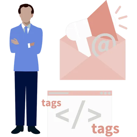 Man showing Email marketing  Illustration