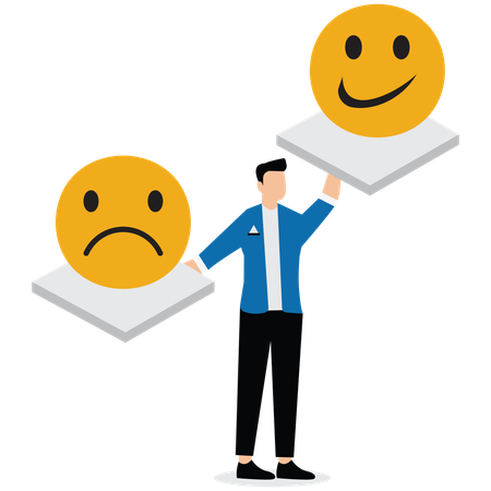 Man showing Emotion regulation and depression management  Illustration