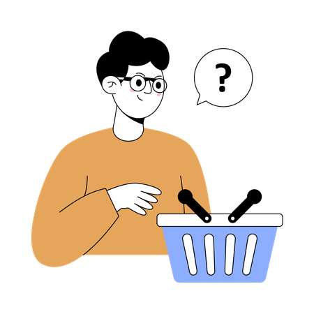 Man showing empty shopping cart  Illustration