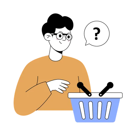 Man showing empty shopping cart  Illustration