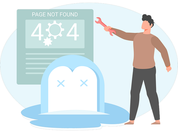 Man showing error page  Illustration