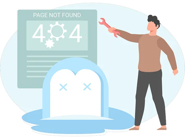 Man showing error page  Illustration