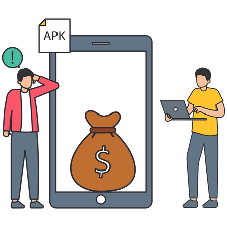 Man showing Fake Applications  Illustration