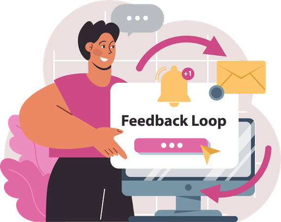 Man showing feedback loop  Illustration