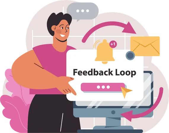 Man showing feedback loop  Illustration