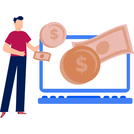 Man showing finance money  Illustration