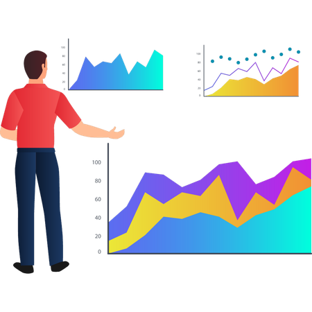 Man showing finance statistics  Illustration