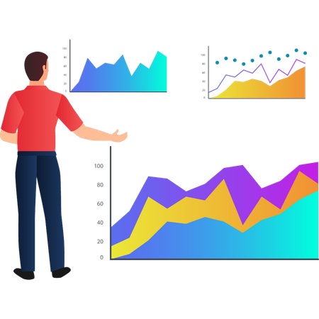 Man showing finance statistics  Illustration