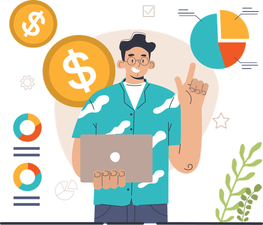 Man showing financial analysis  Illustration