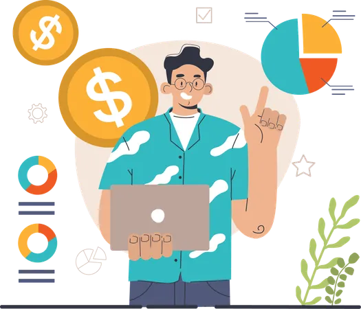 Man showing financial analysis  Illustration