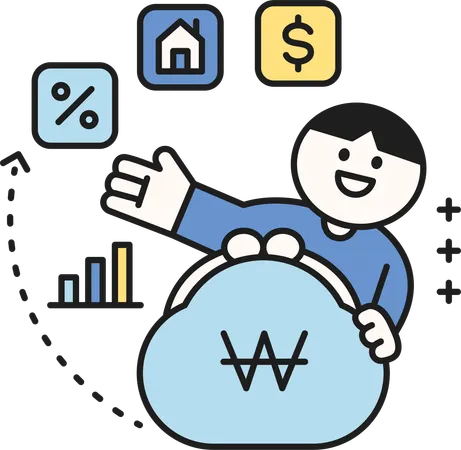 Man showing financial analysis  Illustration