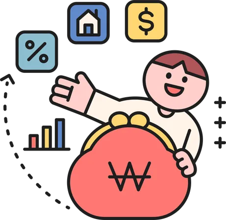 Man showing financial analysis  Illustration