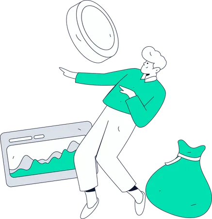 Man showing financial analysis report  Illustration