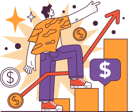 Man showing financial growth  Illustration